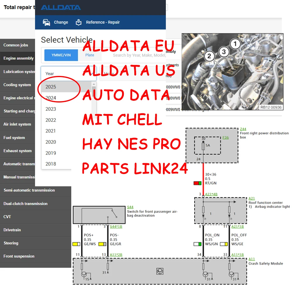 

2025 Alldata Auto-data Latest Online Software Combination Wiring Diagram Workshop Car Repair Software Support Mobile Login