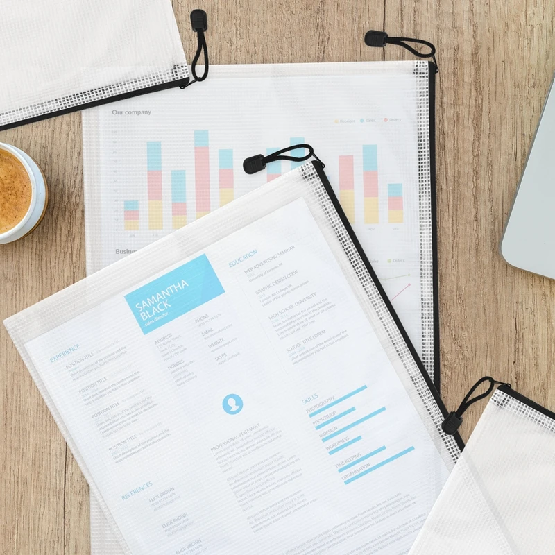 Hot-A39R-12PCS A3 Folder, Information Zipper Bag Plastic Wallet Mesh File Bag Zipper Bag Zipper Wallet