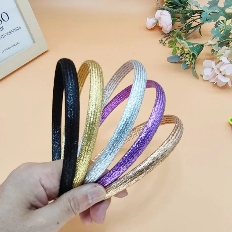New Shiny metal color ribbon covering Cute Sweet Love Headband Hairbands for Child Girl Clamp Hair Accessorie Headwear