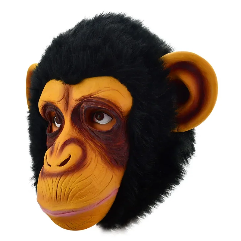 Máscaras de Cosplay, máscara de animales, chimpanzés, mono, máscaras de cabeza completa, látex para adultos, fiesta de Halloween, disfraz de Carnaval