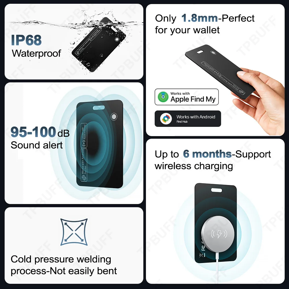 Android Wallet Tracker Card Wireless Charging Tracking Location Gps Locator Smart Tag For Google Device Find My Airtag GPS Locat