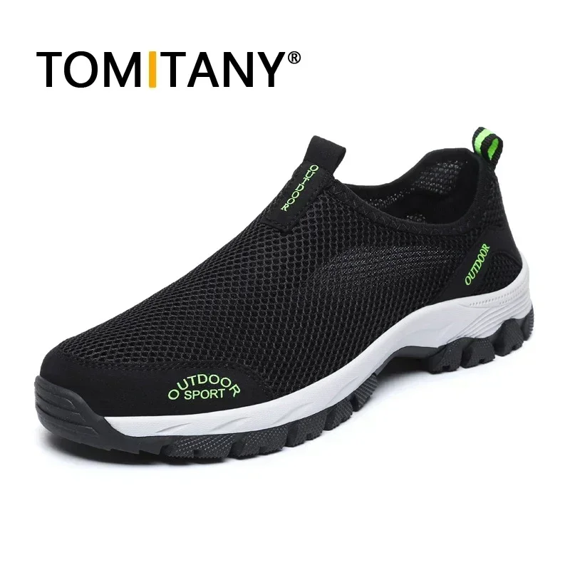 Mens Breathable Slip-On Shoes Mens Sneakers Water Loafers Summer Mesh Zapatos De Hombre Casual Walking Shoes Men 39-49