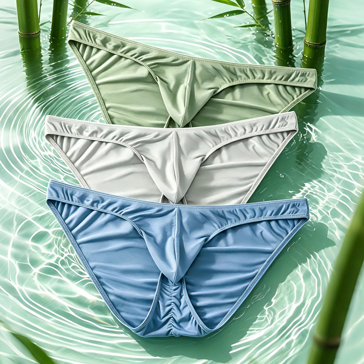 2pcs Bamboo Fiber Men Briefs Low Rise Sexy Man Bikini Elephant Nose Pouch Breathable Separate Pouch Under Pants Underwear