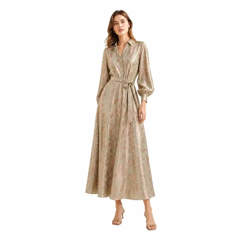Silky luster light green small floral patterns non-transparent dark pattern jacquard fabric shirt skirt Hanfu designer
