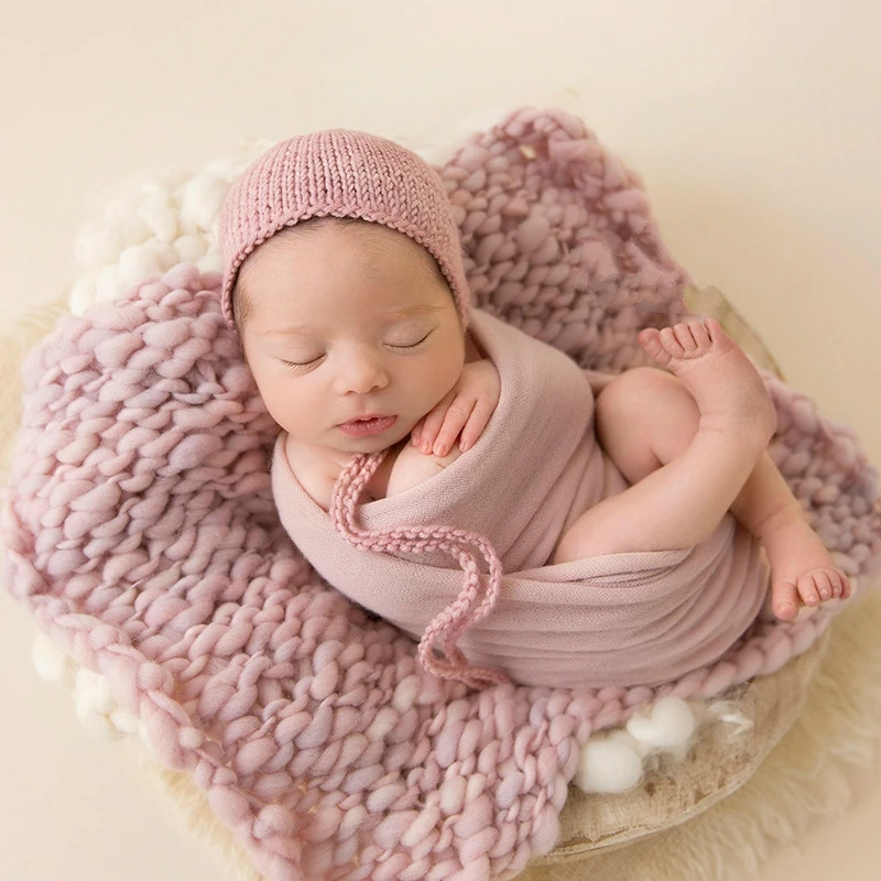 Neugeborenen Fotografie Requisiten Artikel Wolle Decke Baby Zubehör Für Gestrickte Wrap Schießen Outfit Sitzung Monate Geburt Kleidung