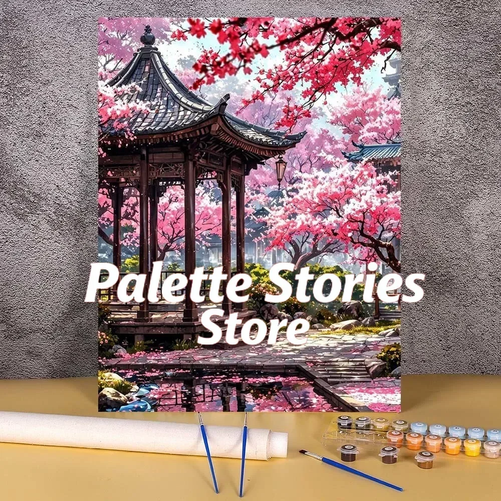 

frameless Oil Painting By Numbers For Handicrafts Flowers Chinese Landscape Painting Decor For Adults Diy Set Gift Wall Art Fig
