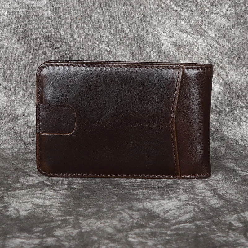 

YH3224 Men's and Women's Horizontal Leather Wallet, Wax Leather Top Layer, Cowhide Anti-theft Card Swiping Bag