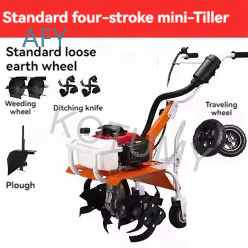 Micro Tillage Machine for Small Weeding Oil Powered Agricultural Rotary Tiller High Power Four Stroke Mini Cultivator for