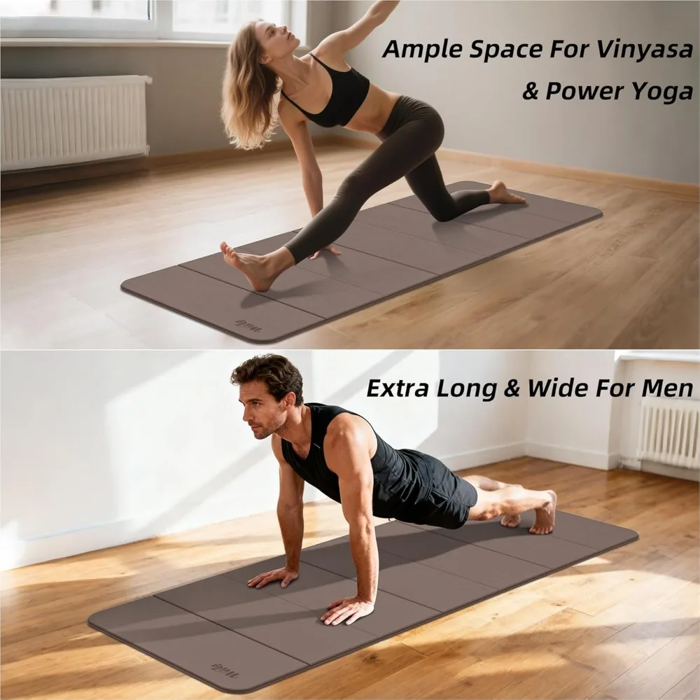 سجادة يوجا كبيرة قابلة للطي للبيلاتس - غير سامة، مقاس 75 × 32 بوصة كبيرة جدًا، سميكة 1/4 بوصة، تصميم غير قابل للانزلاق ومحمول مثالي لـ