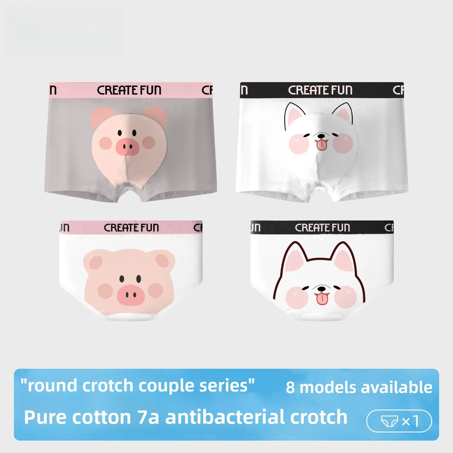 

Couple Underwear Set Mens Boxer Shorts Womens Triangle Panties Pure Cotton Printed Spring Summer Round Crotch Comfortable Sexy