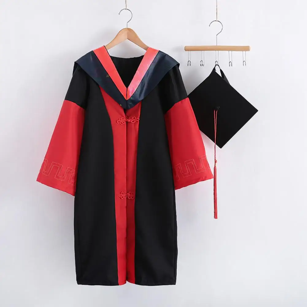 Elegant Academic Uniform Academic Gown Set Pure Colors Long Sleeve Bachelor Graduation Dress Graduation Dress Photography