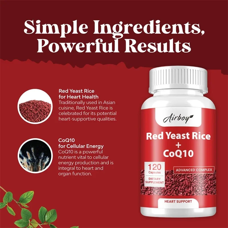 Red Yeast Rice and CoQ10 - Supports Heart and Brain Health, Boosts Immunity