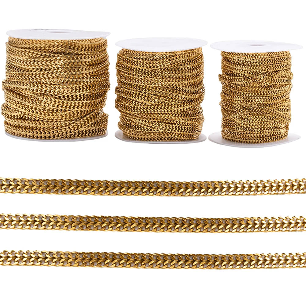 

1Meter Two-chain Stainless Steel Cuban Vintage Flat Chains for DIY Necklace Bracelet Jewelry Making Material Accessories Crafts