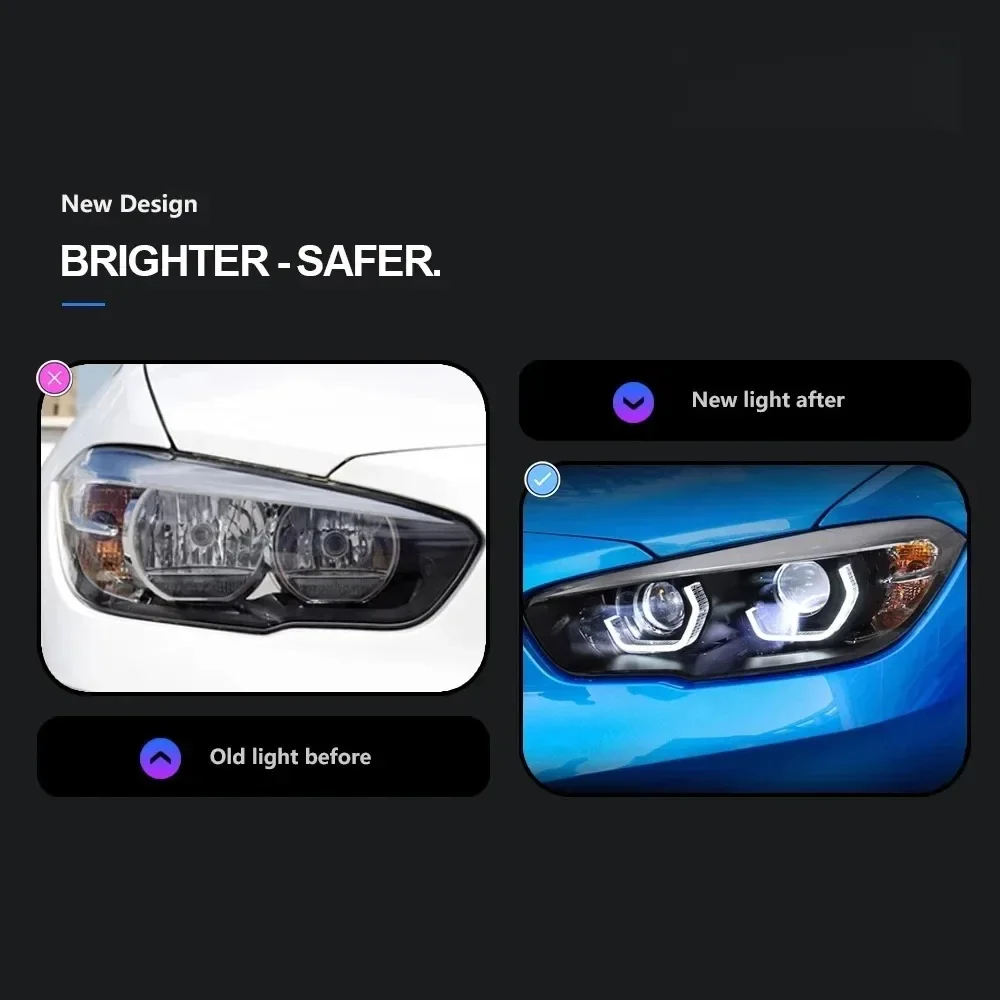 1 Series 116i 118i LED Headlight 2015-2018 Upgrade Headlamp For BMW F20 DRL Turn Signal High Beam Angel Eye Projector Headlights