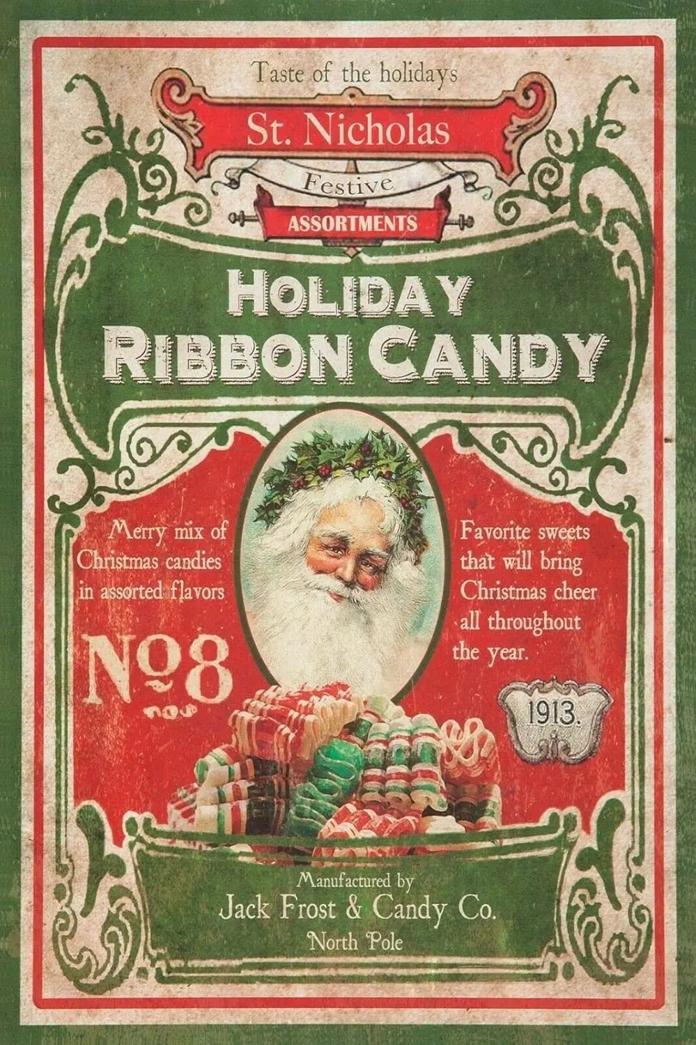Christmas Candy Advertisment Vintage Retro Metal Sign, Seasonal Fun Decoration Aluminum Sign ES-aluminum
