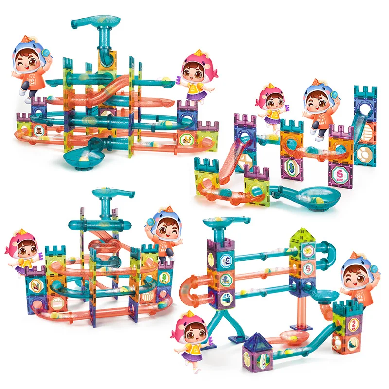 Big Size Magnetic Building Tiles 3D Building Blocks Construction Set Marble Run Magnet Blocks for Kids STEM Early Learning Toys