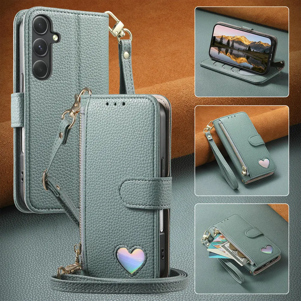 A57 A 37 17 07 16 26 36 A56 5G Crossbody سستة محفظة جلدية حقيبة لهاتف سامسونج جالاكسي A06 A16 A26 A36 A56 A07 A17 A37 A57 غطاء