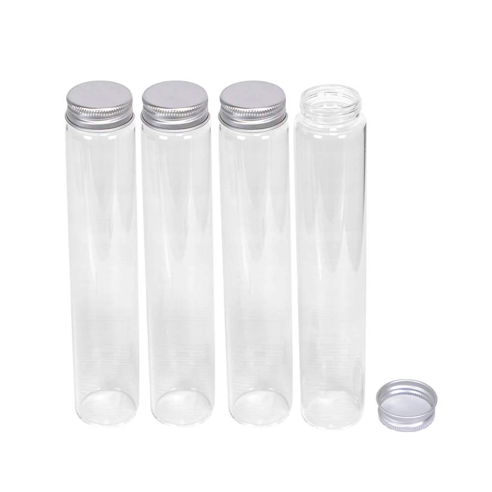 6 pieces 180ml 37*200mm Glass Bottles with Silver Aluminum Caps Glass Jars Glass Vials for Wedding Crafts Gift