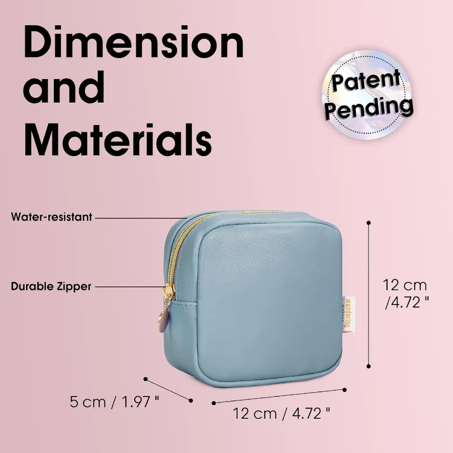 컴팩트하고 스타일리시한 자연풍 미니 화장품 파우치 (슬립인 포켓 매트 포함)