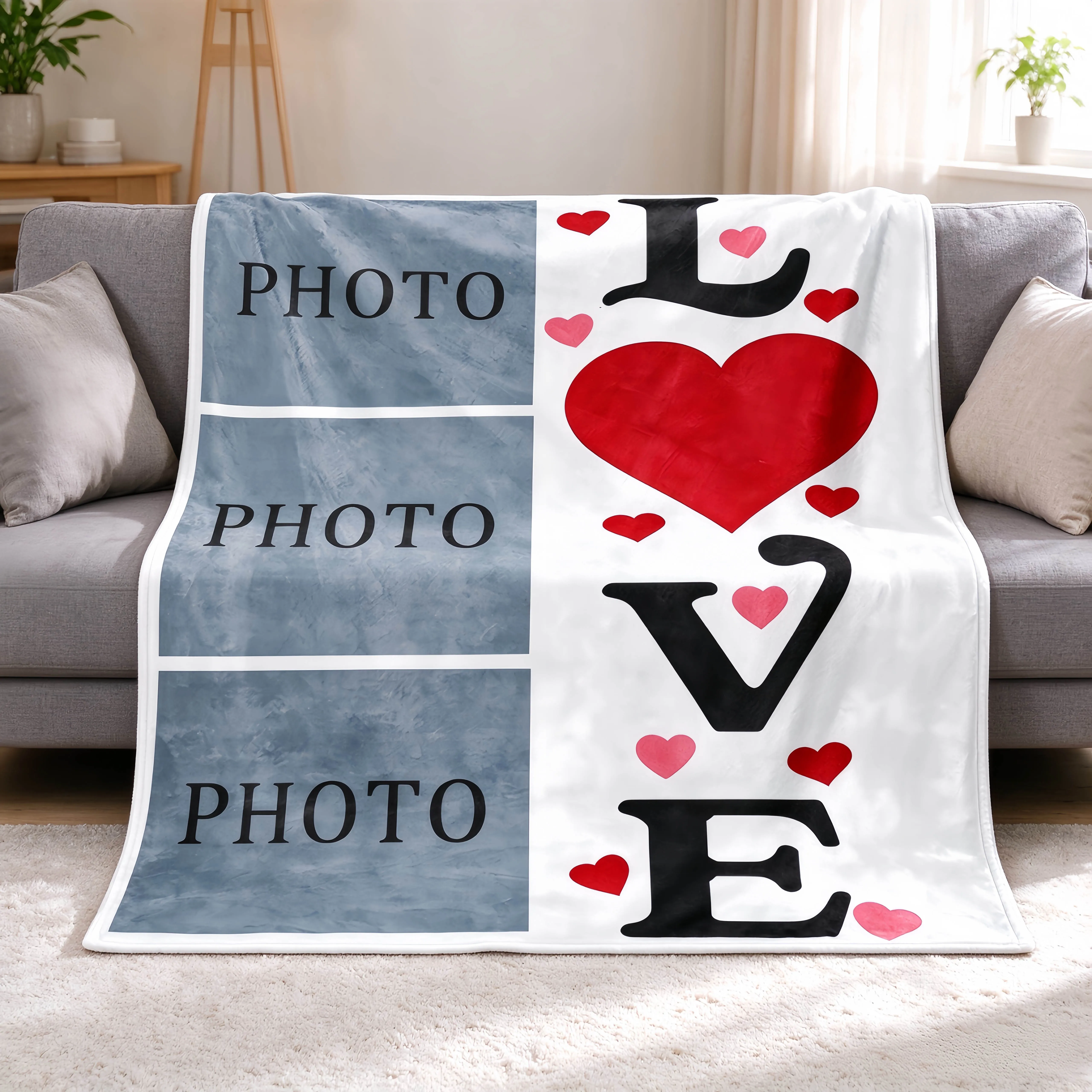 Custom Photo Flannel Throw Blanket Soft Warm For Bed Sofa Home Blanket Perfect Holiday Gift For Boyfriend Girlfriend