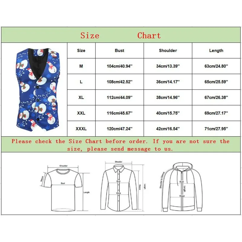 Men\'S Christmas Suit Vest  Autumn Single-Breasted Tank Winter Casual Elk Snowflakes Printed  Party Tops Navidad