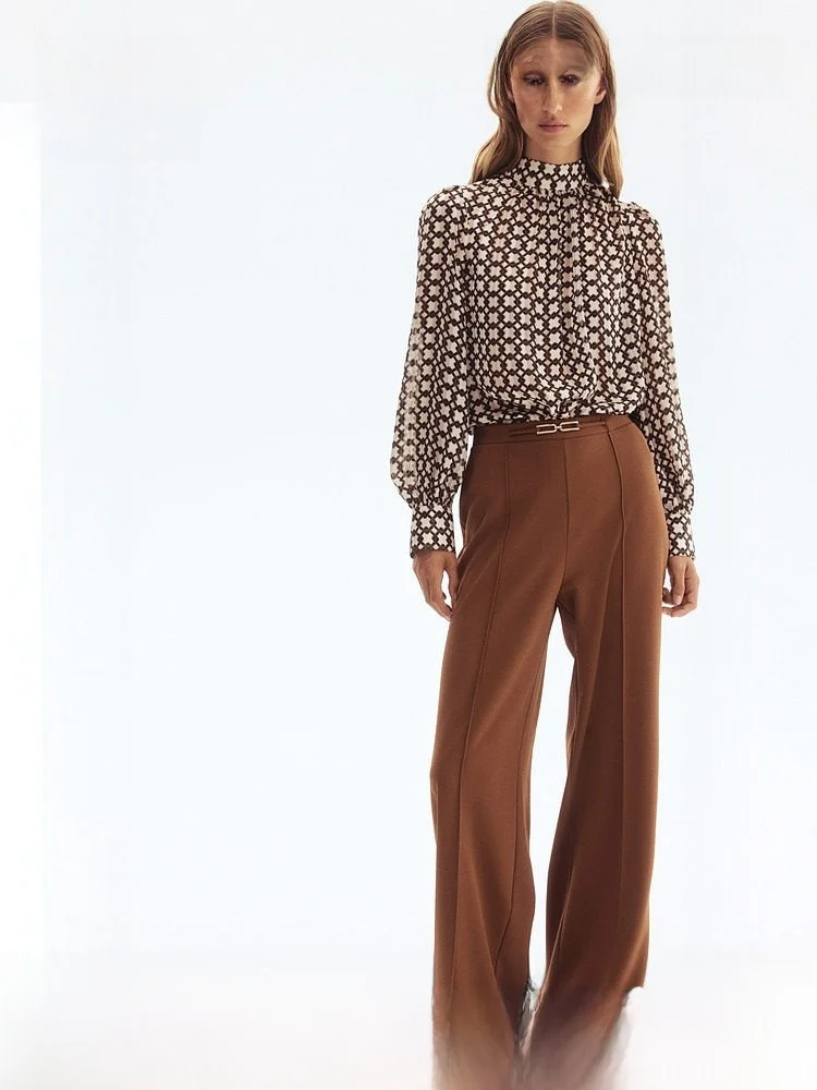 

H&M Summer Women's Fashion Casual Versatile Belt Decoration Long Pants 1301016 Elastic Fiber Polyester 95% Spandex 5%