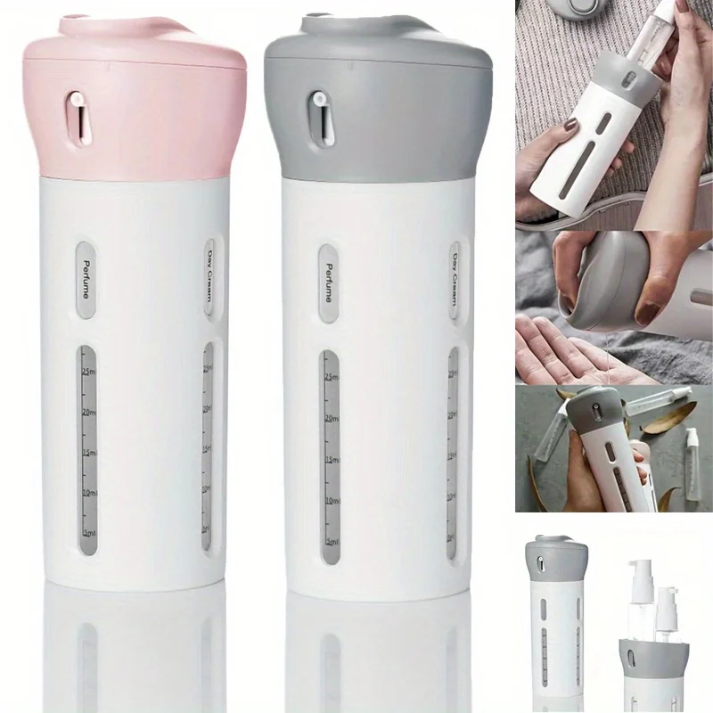 4-in-1 Lotion Shampoo Gel Travel Cosmetics Set Press Dispenser Shower Bottle Reusable Portable