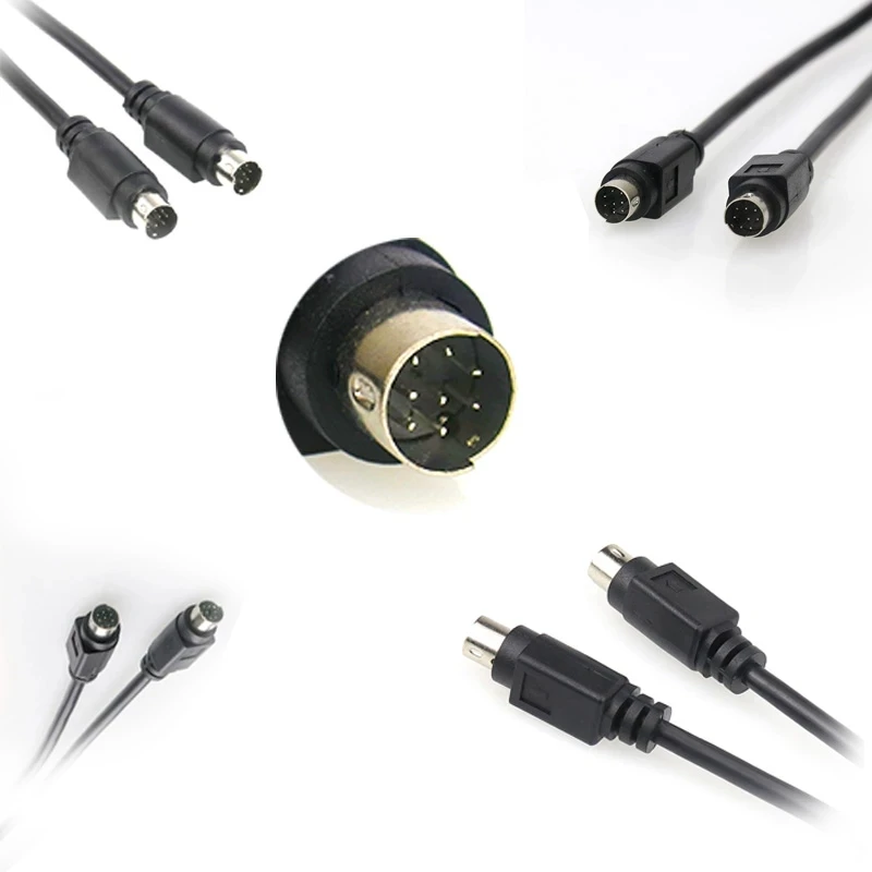 PLC Cable Male to Male S Terminal MD8 Mini Din 8 Pin Connector Round Head MD8 Pure Copper   Nickel  Plated Data Communication