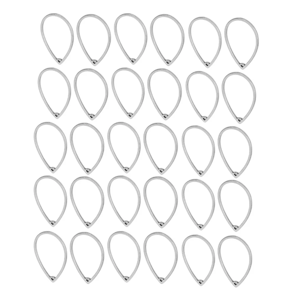 30pcs Stainless Steel Earring Connectors Hollow 33.5x21.7MM Teardrop Bezel Pendant With Hole Hollow Bezel Charm