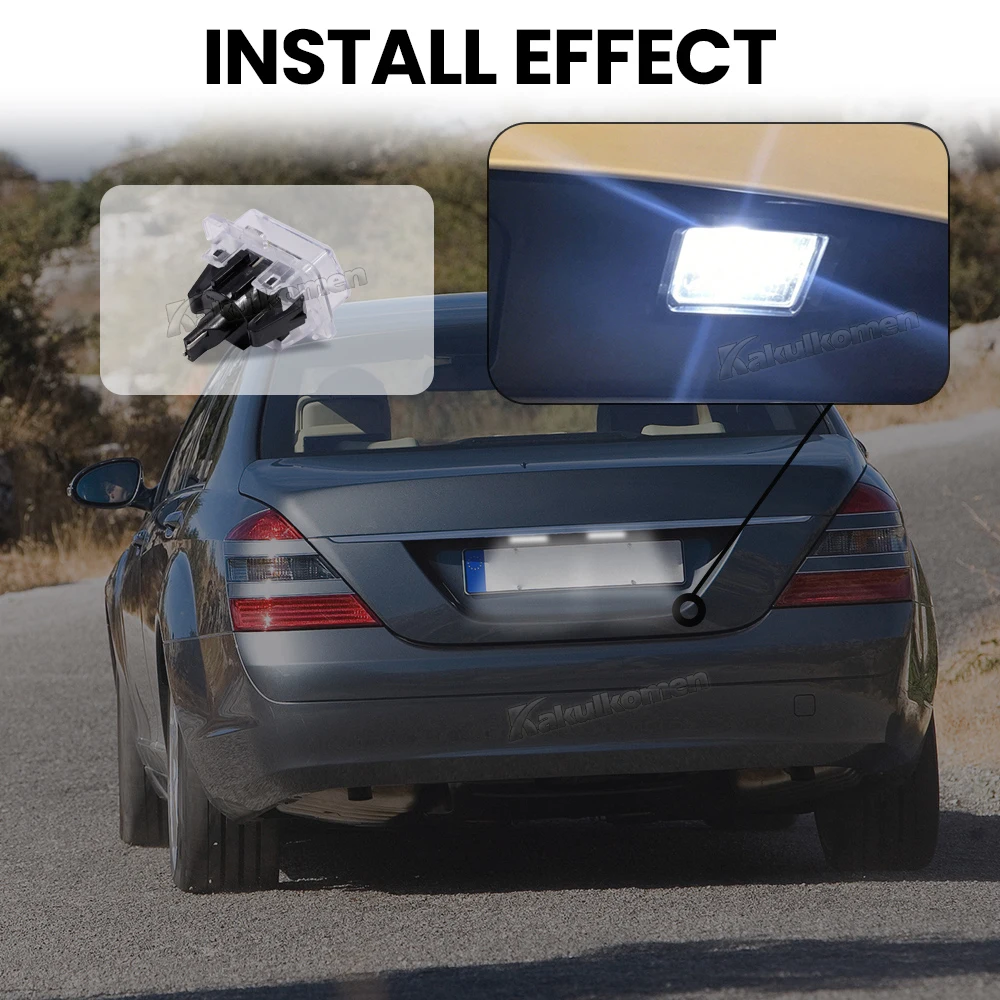 2 Stück Fehlerfreie LED-Kennzeichenbeleuchtung für Mercedes Benz W204 W212 C207 C216 W221 2007-2011 T10 Kennzeichenleuchten – Detail 8