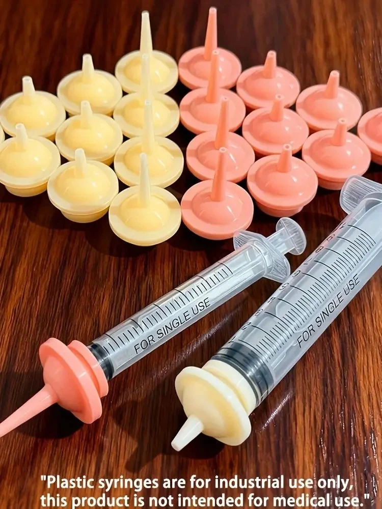 10 Stück Silikon-Nippel für Haustiere zum Füttern von Milch, Wasser, Medizin und Entwurmungsmittel – Spritze nicht im Lieferumfang enthalten, nur Nippel