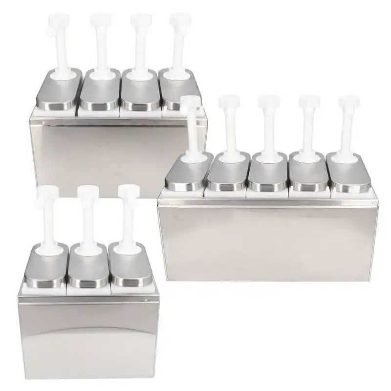 3/4/5 Head Sauce Dispenser Pup Salad Ja Seasoning Condient Squeeze Pup Container with Base for Kitchen Restaurant