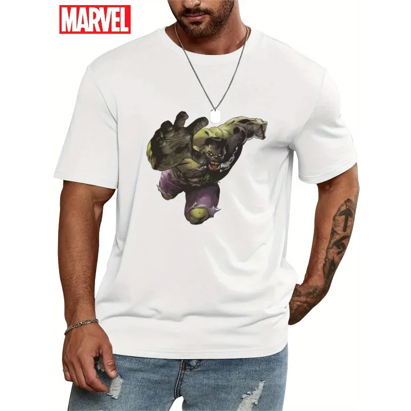 

Футболка с принтом Marvel Hulk Joint Comic, ручная роспись, для мужчин и женщин, летний новый американский свободный повседневный трендовый топ с короткими рукавами