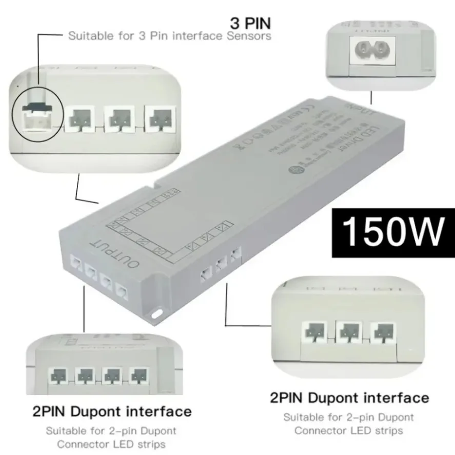 36W-150W Switching Power Supply Transformers EU/US Plug AC220V To DC12V/24V Home Lighting Cabinets Wardrobes Light Strip Dimming