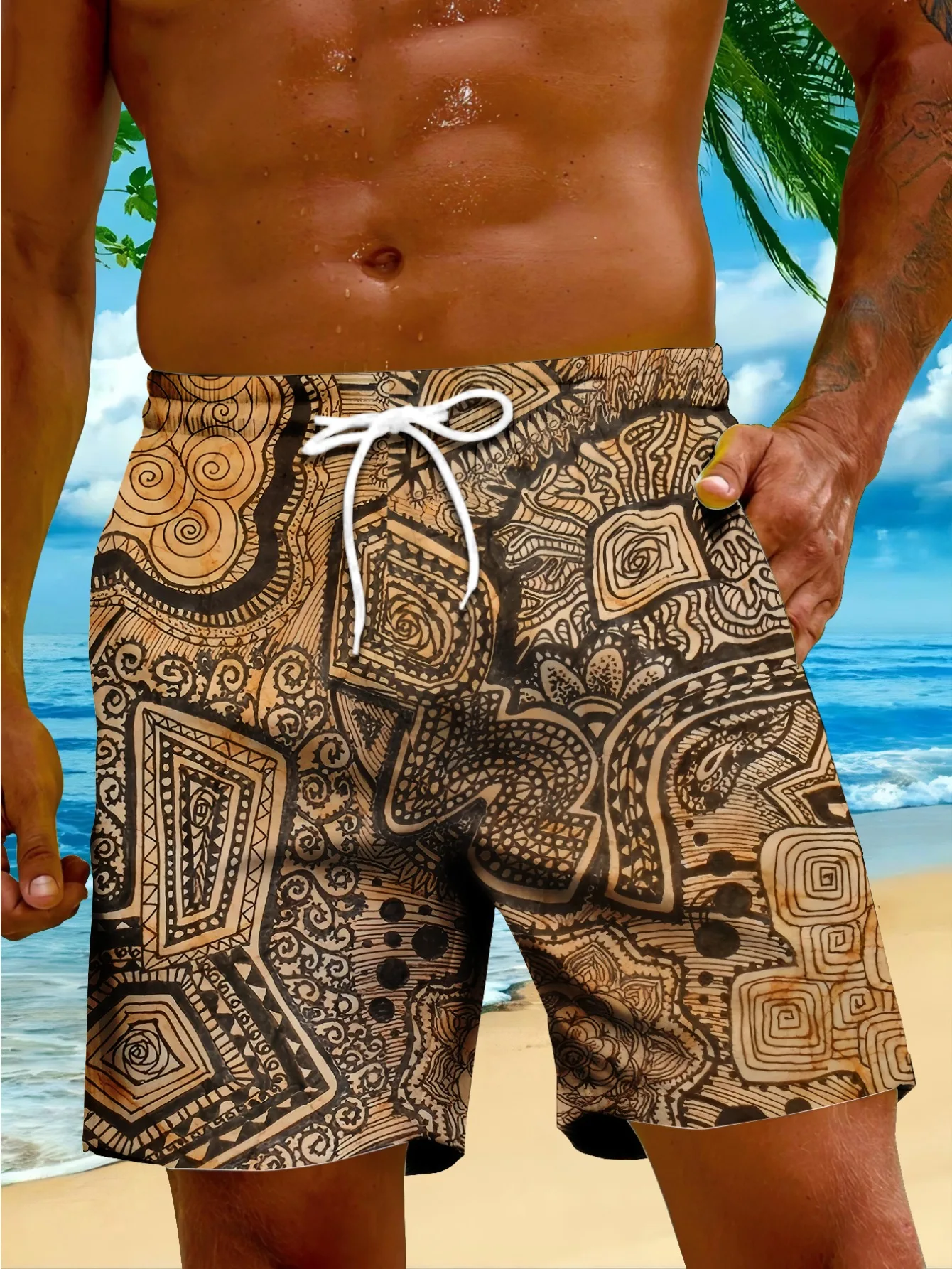 2026 Model Ethnic Style Casual Shorts, 3D Printing, Quick-drying and Breathable, Suitable for All Seasons, Lightweight, for Kids