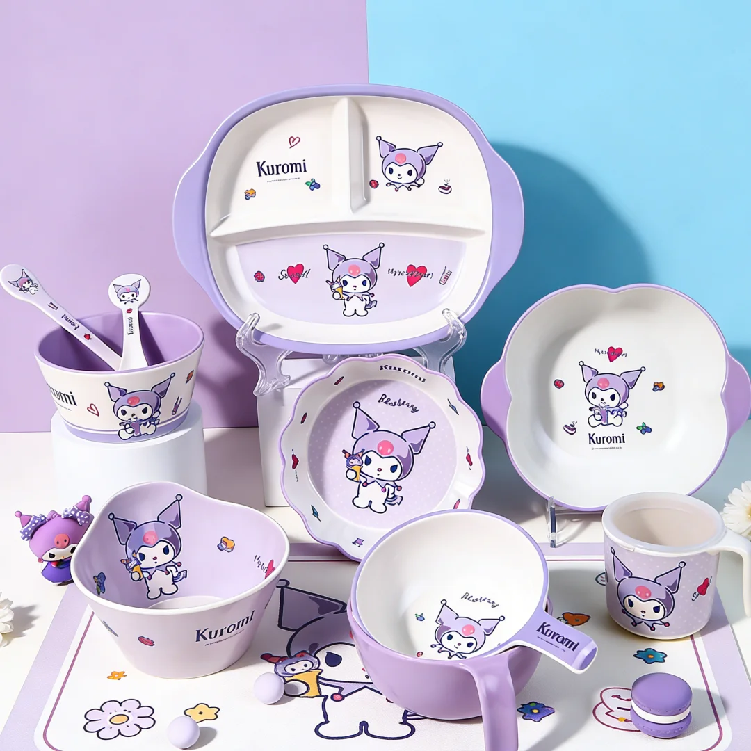 

WUHE 10PCS Cute Dinnerware Set, Tableware Set Includes Plate Bowl Cup and Spoon Utensil Flatware, Dishwasher Safe