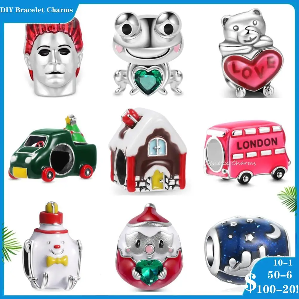

New Silver 925 Charms House with Snow Roof Frog Truck Dangle Charm bead Fit Original Pendant Bracelet DIY Jewelry For Women