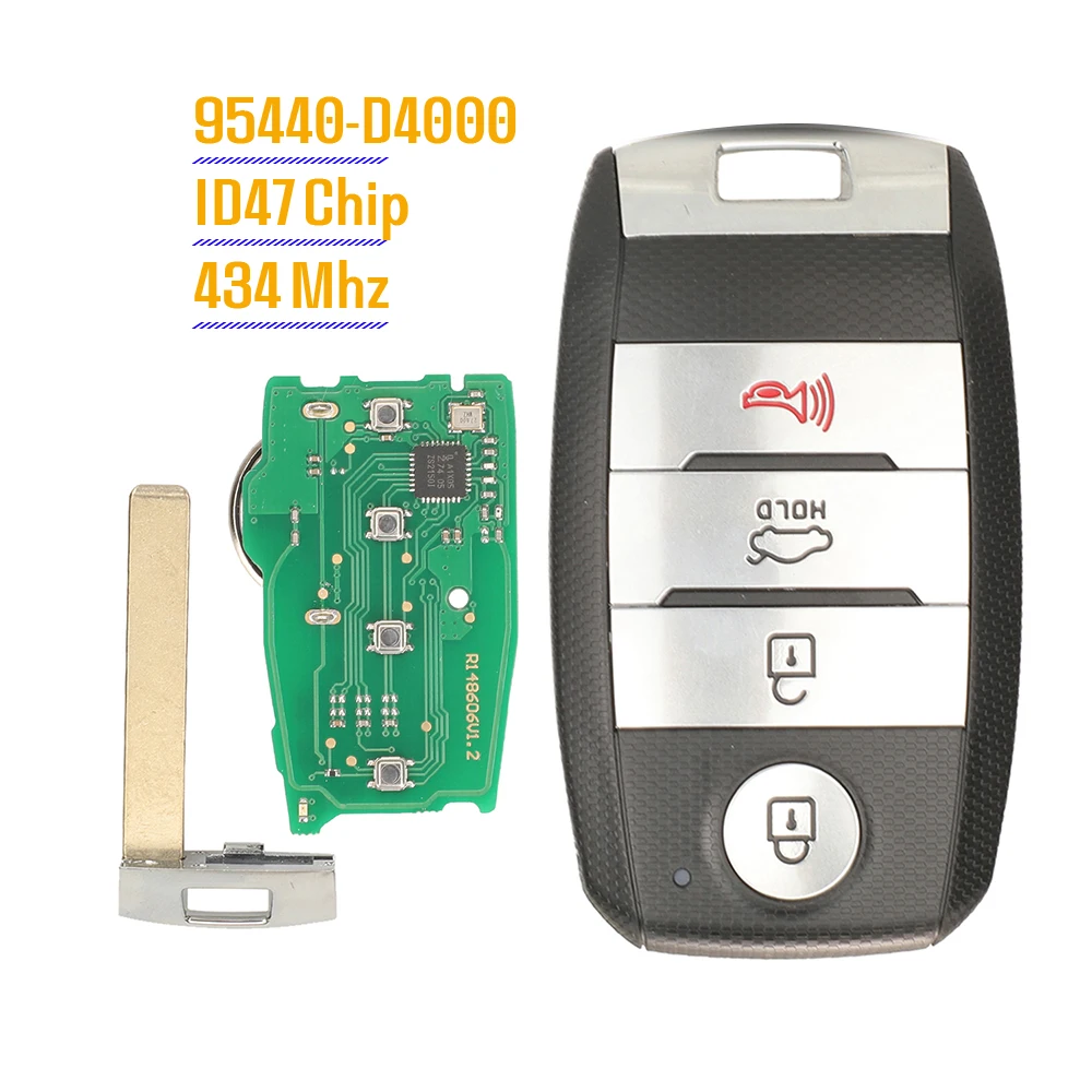 

jingyuqin New Car Key For Kia Optima 2016-2020 SY5JFFGE04 95440-D4000 ID47Chip 434Mhz Smart 4Buttons