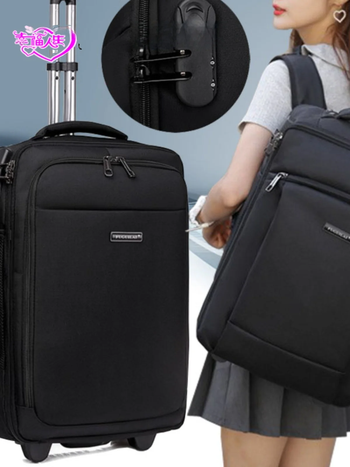 

9-дюймовая деловая сумка для ноутбука со скрытой тягой, большая сумка на колесиках Capaci для путешествий, работы, школы, ткань из бычьей ткани Faion Trend