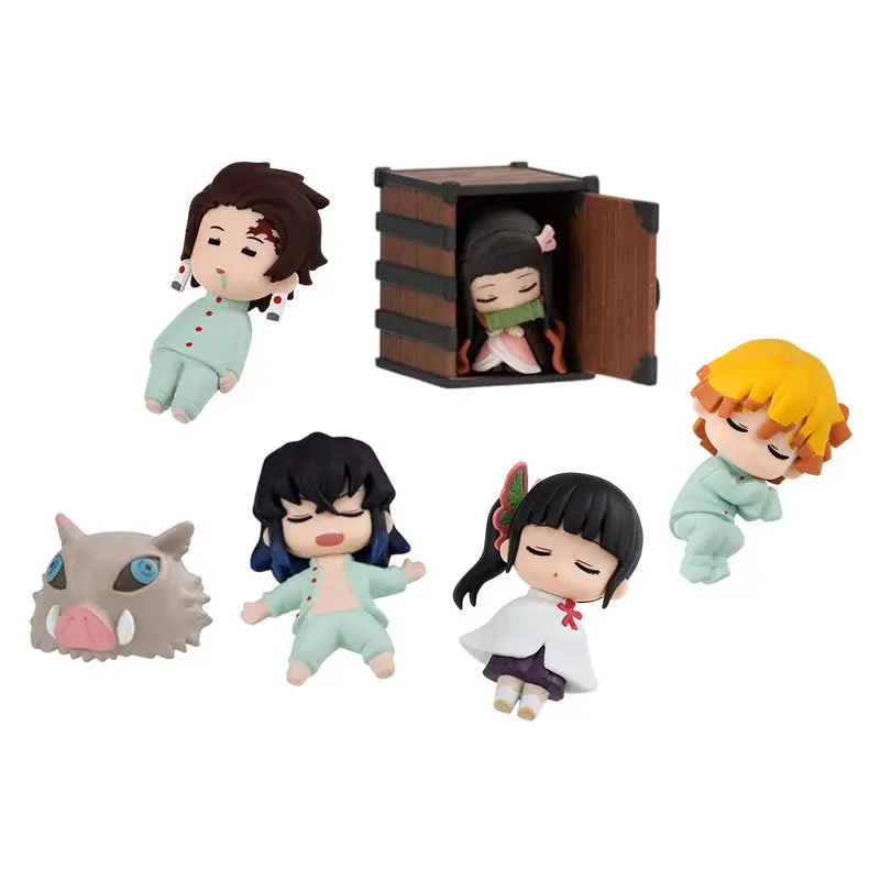 

Bandai Demon Slayer Gashapon Sleeping Figure Tanjiro Kamado Nezuko Kamado Inosuke Hashibira Collectible Desktop Ornament