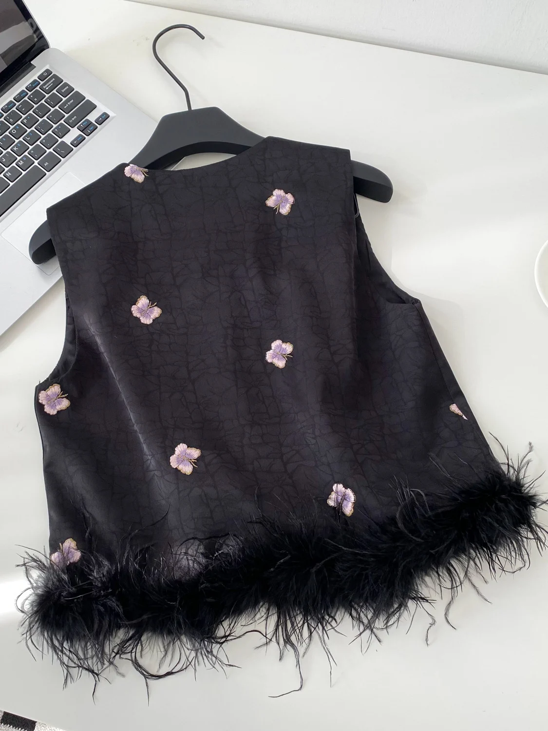 

Ele Heavy Embroidery V-Ne Svel Sequin Patchwork Silk Vest Women's Vest Faion Commute Sle