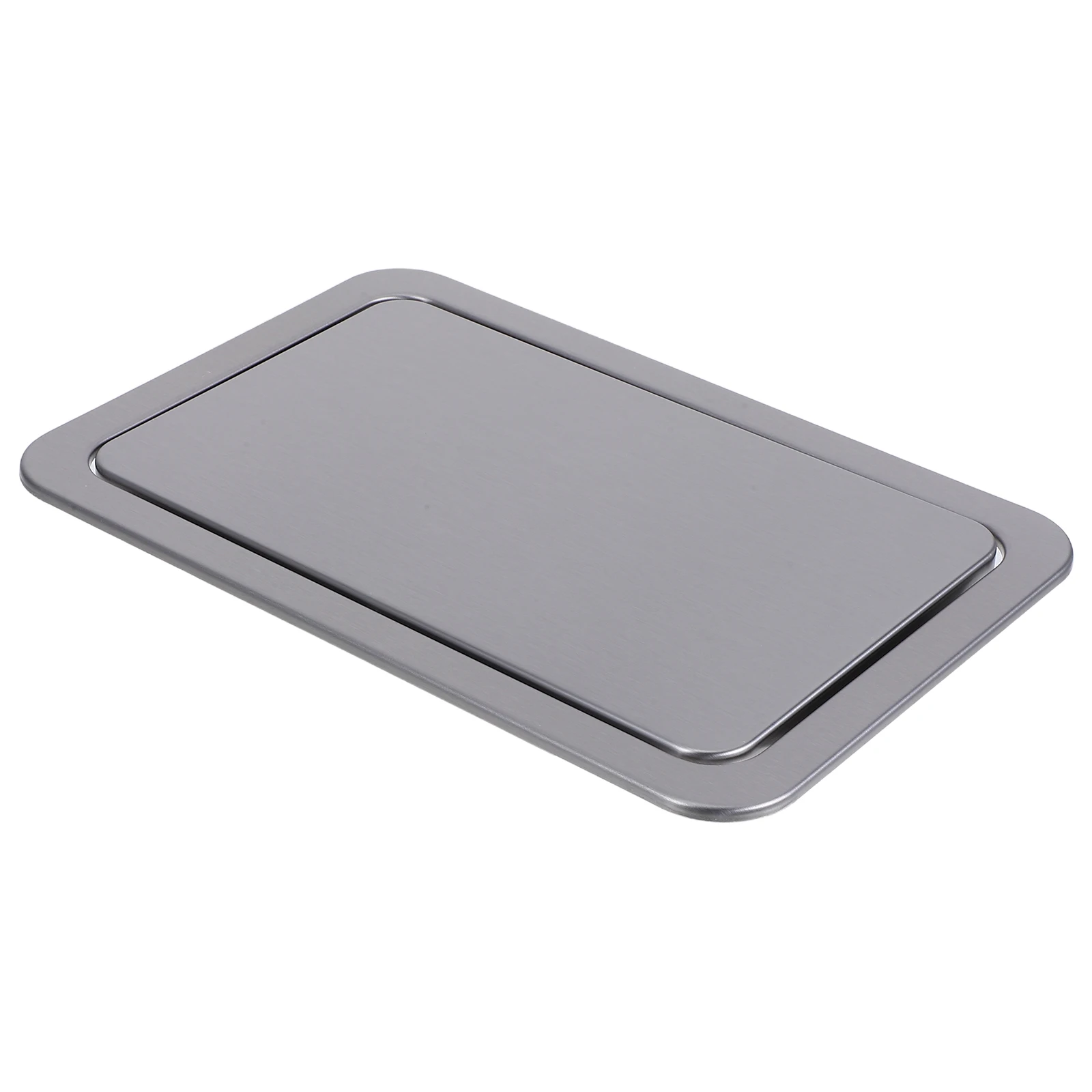 

Recessed Trash Can Lid Stainless Steel Embedded Countertop Trash Cover Swing Flap Kitchen Sink Hidden Tool Cover For Kitchen