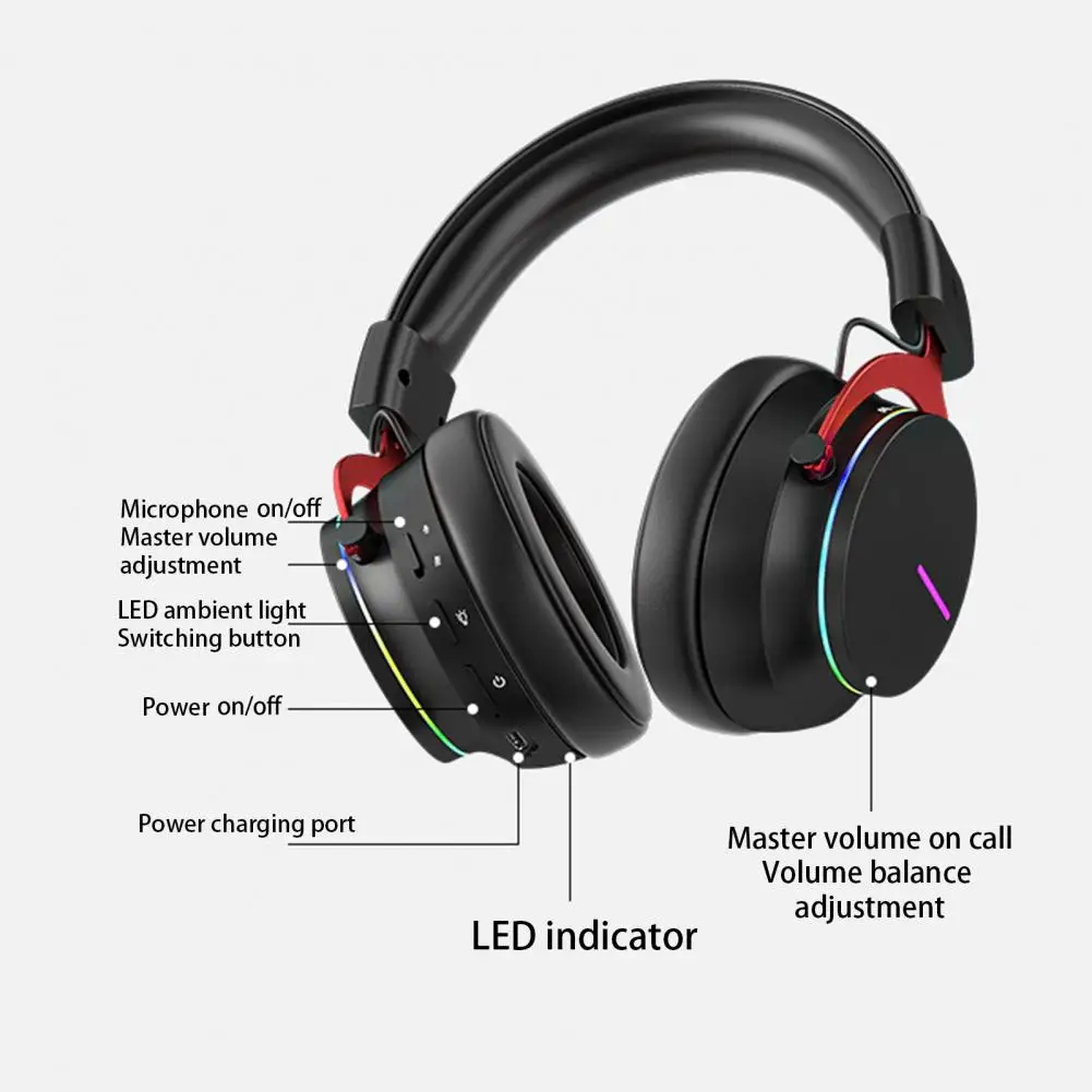 

Bluetooth-compatible Headset Comfortable Volume Adjustable Long Battery Life Stereo Gaming Headphone with Microphone