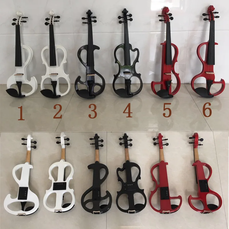 High grade black white wine red hand flash 4/4 electronic violin beginners playing electronic acoustic violin instruments