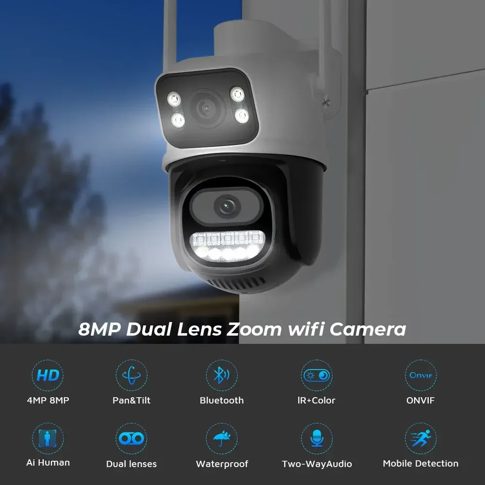 Xiaomi 8MP PTZ Wifi Camera Outdoor Night Vision Dual Screen Human Detection Security Protection CCTV Surveillance IP Camera