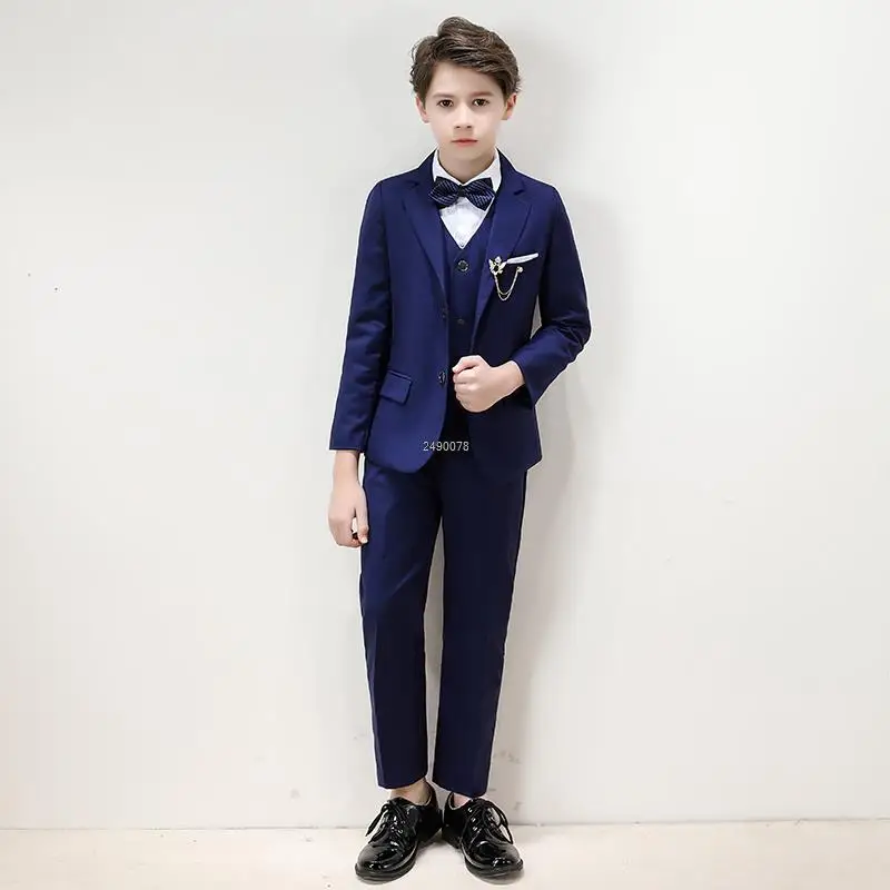Russia Kids Spring Party Photograph Dress Children Formal Wedding Suit Flower Boys School Host Tuxedo Party Dance Show Costume