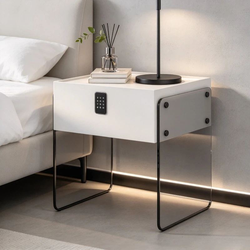 Italian Nightstand Modern Bedside Table Storage Cabinet Side Table for Bedroom Nordic Home Decor Minimalist Living Room Kit Plus
