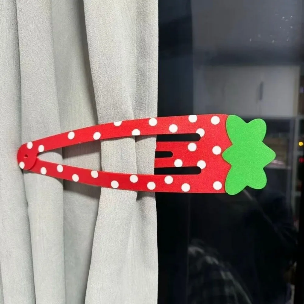 Cute Funny Extra-large Hair Clips Strawberry Pattern 3D Printed Curtain Clip Polka Dot Kawaii Style Novelty Hairpin Children