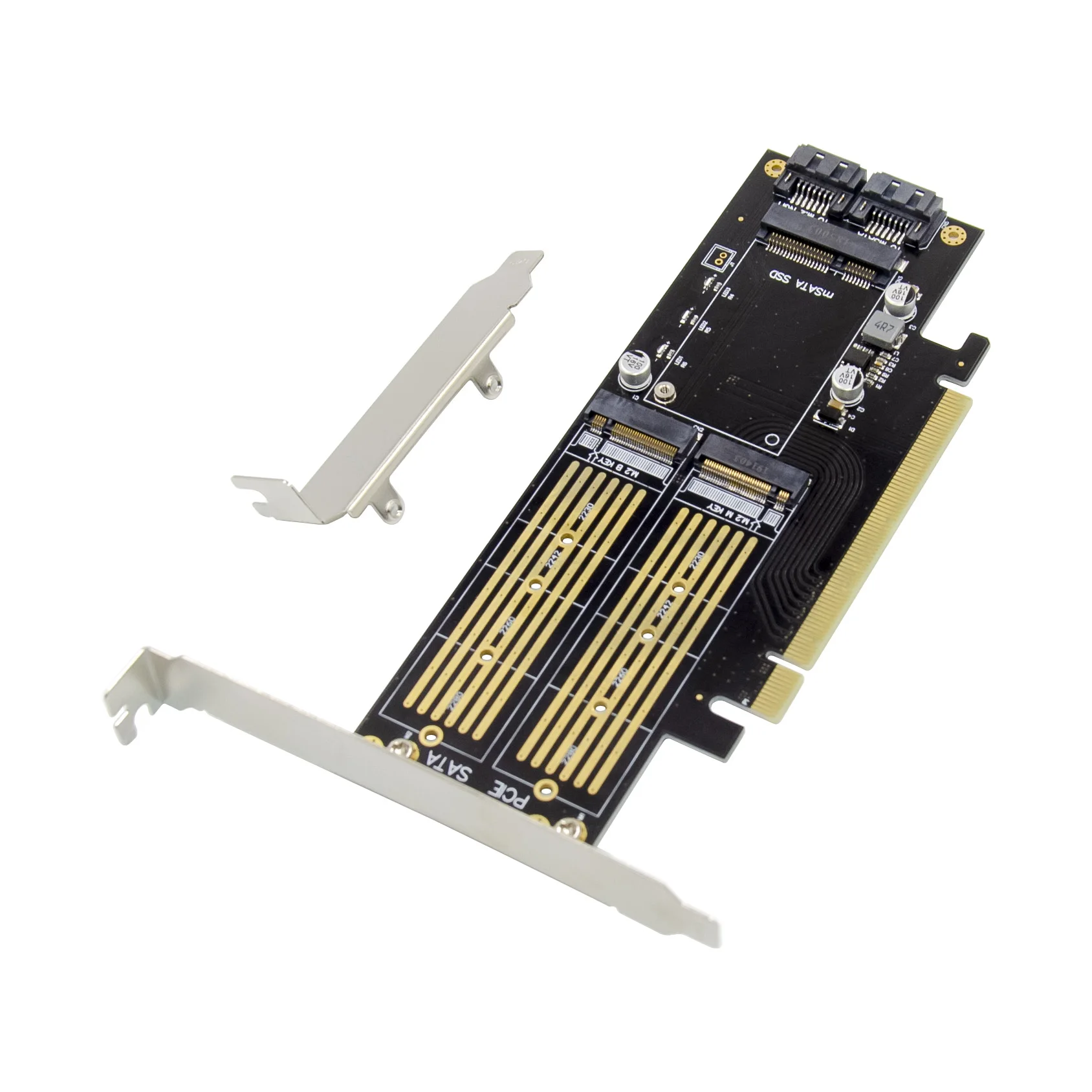 Sunweit ST533 Factory OEM PCIE X16 32GT/S MSATA M.2 B Key M Key NVMe M.2 PCIe SSD Riser Card