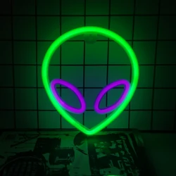 Cool alien LED neon lights, USB/battery powered, bedroom, birthday gift, holiday party game room, decorative wall hanging